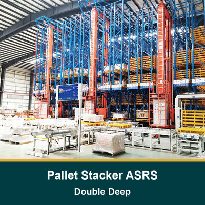 Διπλό βαθύ παλέτο Stacker Crane για ASRS, ΣΡΜ υποστήριξης δαπέδου ((μηχανή ανάκτησης αποθήκευσης), αυτόματο σύστημα αποθήκευσης και ανάκτησης, αποθήκη θερμοκρασίας δωματίου και κρύο αποθήκευση